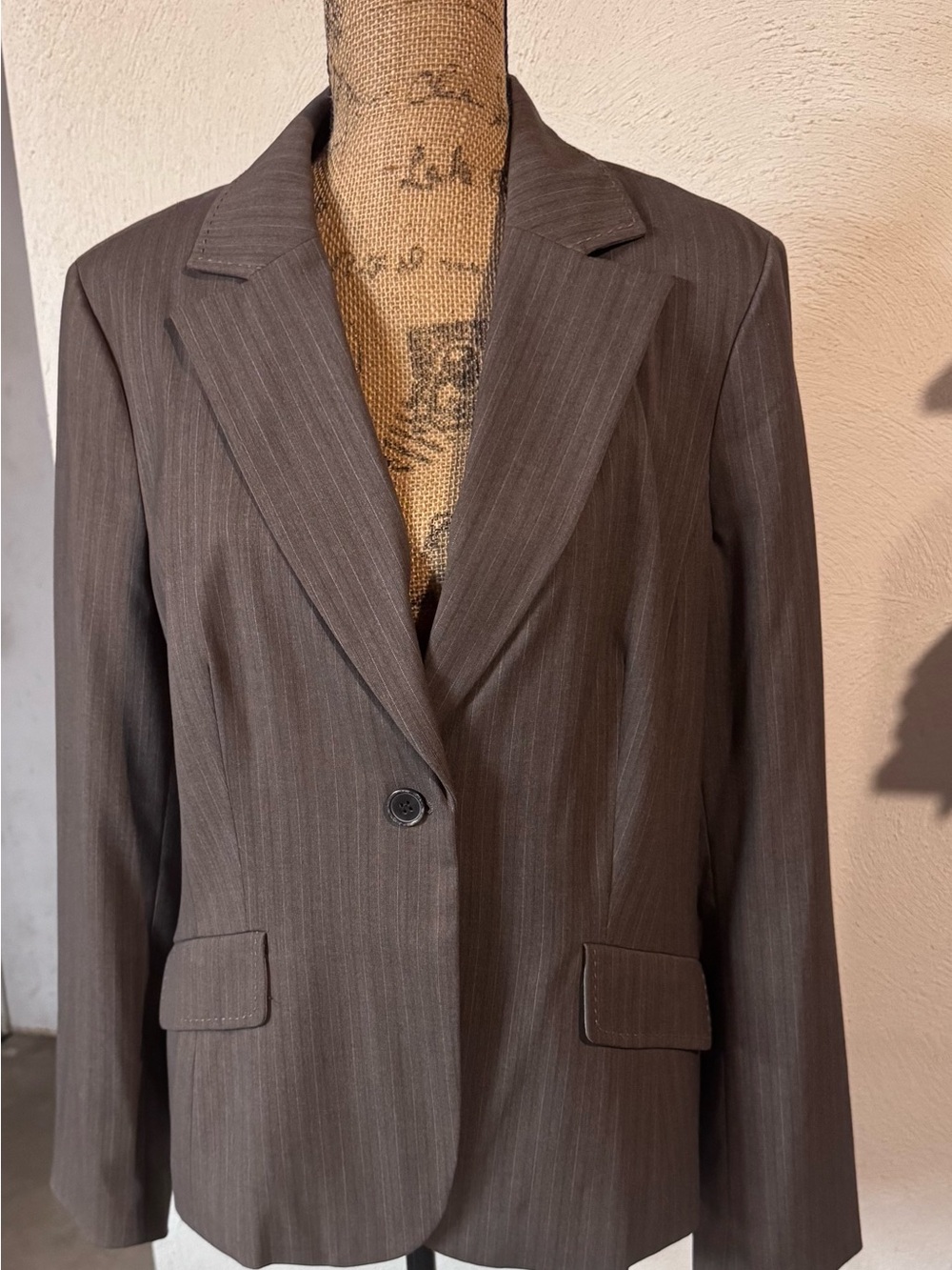 Liz Claiborne Brown Pinstripe Single-Button Blazer